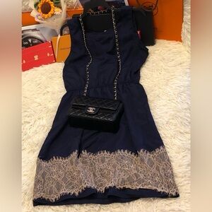 Aqua Navy Blue Sleeveless Dress (Free Mystery Clothes)